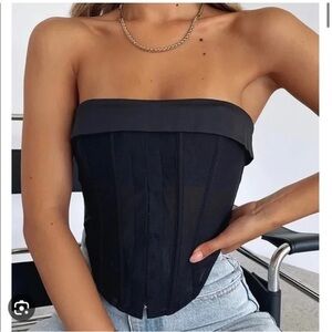 White Fox Bad at Love Bustier Black Corset Top